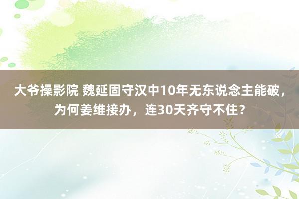 大爷操影院 魏延固守汉中10年无东说念主能破，为何姜维接办，连30天齐守不住？