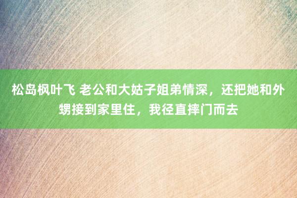 松岛枫叶飞 老公和大姑子姐弟情深，还把她和外甥接到家里住，我径直摔门而去