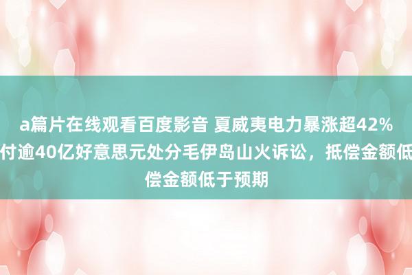 a篇片在线观看百度影音 夏威夷电力暴涨超42%，拟支付逾40亿好意思元处分毛伊岛山火诉讼，抵偿金额低于预期