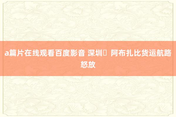 a篇片在线观看百度影音 深圳⇋阿布扎比货运航路怒放