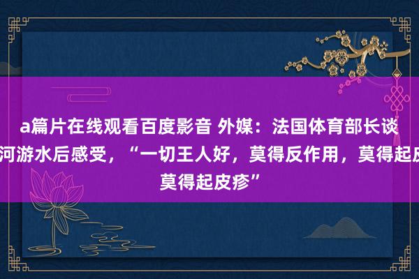 a篇片在线观看百度影音 外媒：法国体育部长谈塞纳河游水后感受，“一切王人好，莫得反作用，莫得起皮疹”