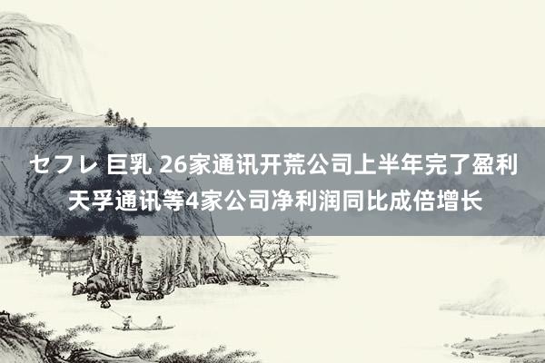 セフレ 巨乳 26家通讯开荒公司上半年完了盈利 天孚通讯等4家公司净利润同比成倍增长