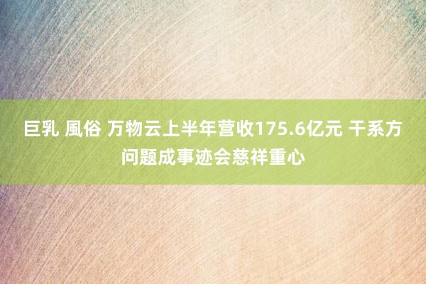 巨乳 風俗 万物云上半年营收175.6亿元 干系方问题成事迹会慈祥重心