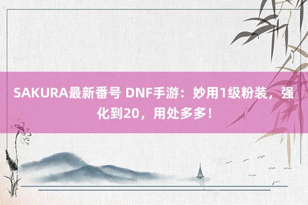 SAKURA最新番号 DNF手游：妙用1级粉装，强化到20，用处多多！